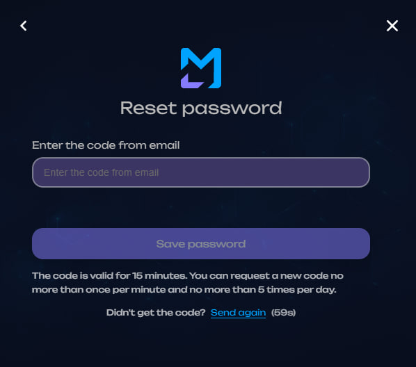 Password reset confirmation in English